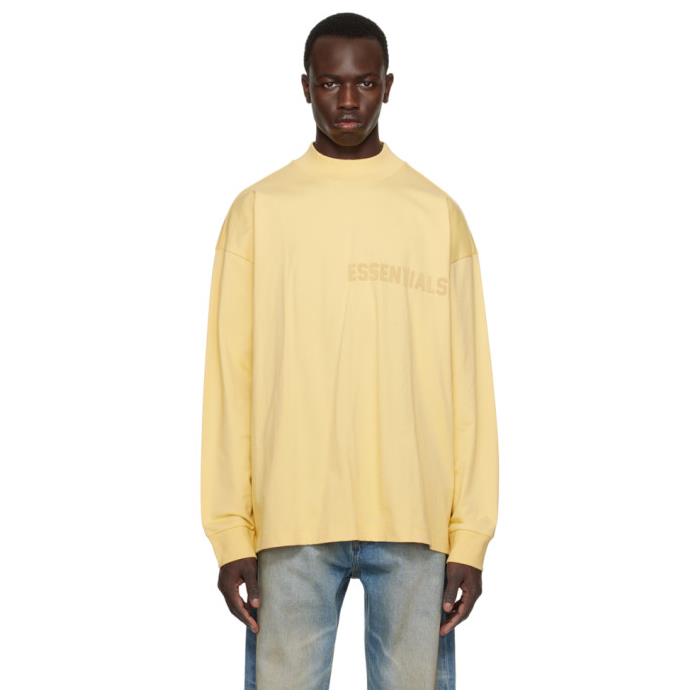 피어오브갓 에센셜 피어 오브 갓 옐로우 크루넥 긴소매 티셔츠 라이트 투스칸 남성울랄라 편집샵